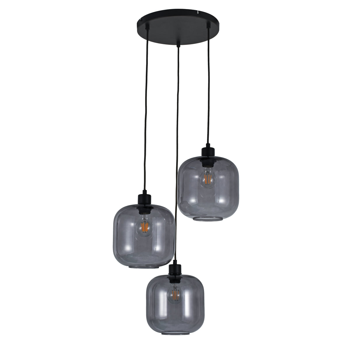 Hanglamp Remco – 3-Lichts - Smoke Glasbollen
