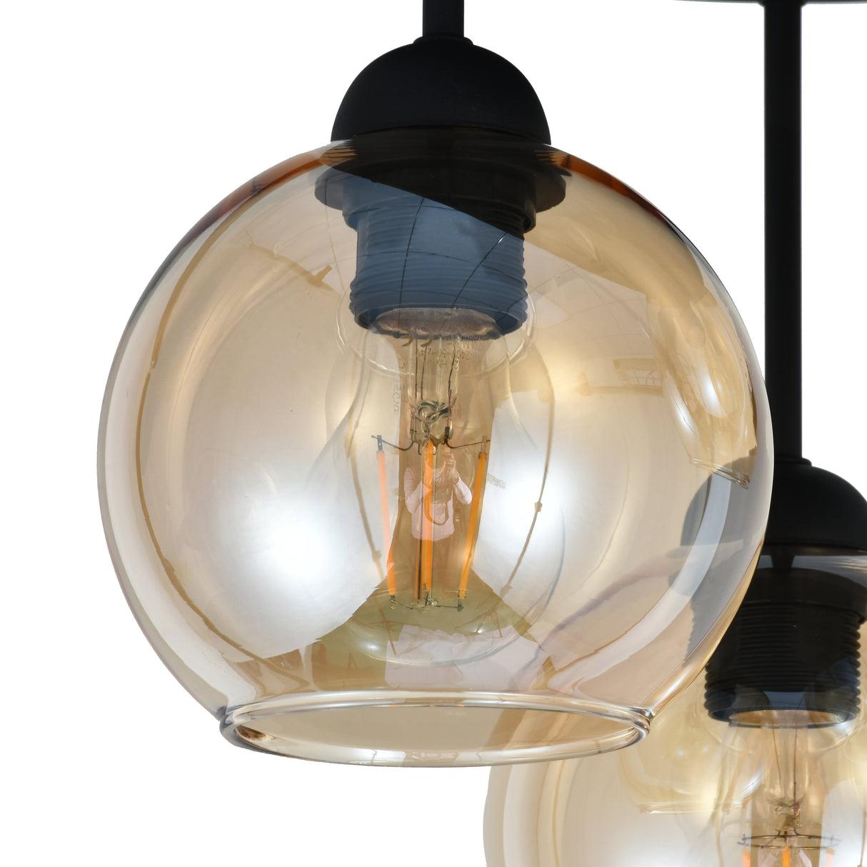 Plafondlamp Industrieel 3-Lamps Amber Bol Woonkamer, Slaapkamer
