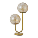 Tafellamp Linda - Messing met Amber glas - 2 lichts