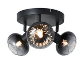 Plafondlamp Zwart - 3 smoke Glasbollen - Yaro