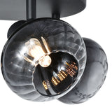 Plafondlamp Zwart - 3 smoke Glasbollen - Yaro