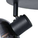 Plafondlamp Zwart - 3 smoke Glasbollen - Yaro