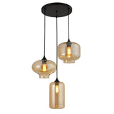 Hanglamp 3-Lichts Amber Industrieel Zwart