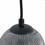 Hanglamp Zwart geribbeld Smoke Glas – 3-Lichts - Arno