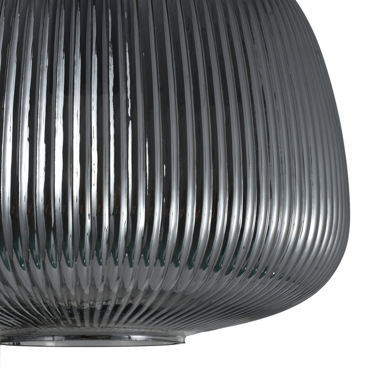 Hanglamp Zwart geribbeld Smoke Glas – 3-Lichts - Arno