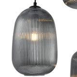 Hanglamp Zwart geribbeld Smoke Glas – 3-Lichts - Arno