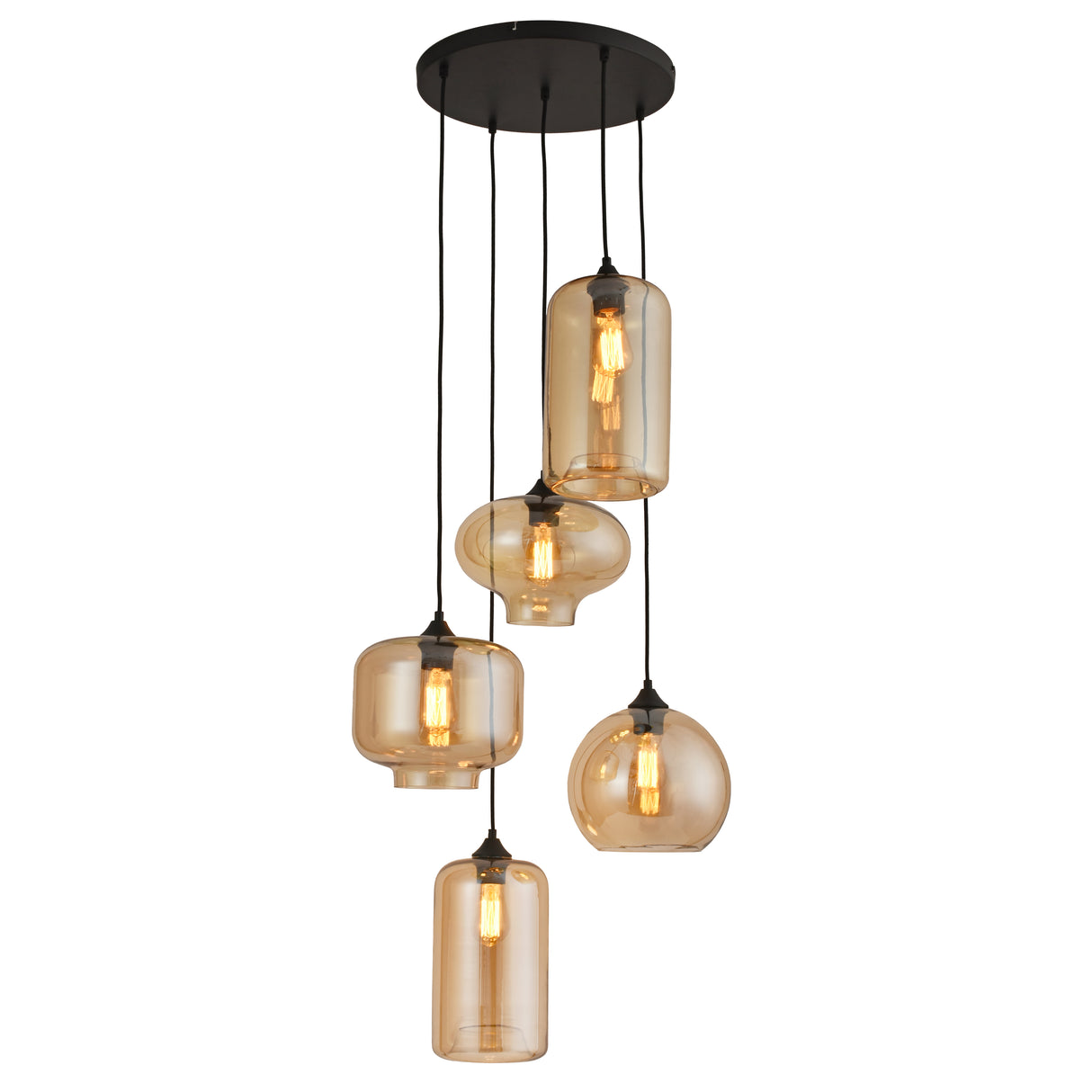 Hanglamp 5-Lichts Amber Rond