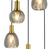 Hanglamp Sanne-  Zwart met smoke glas en messing - 5 lichtpunten