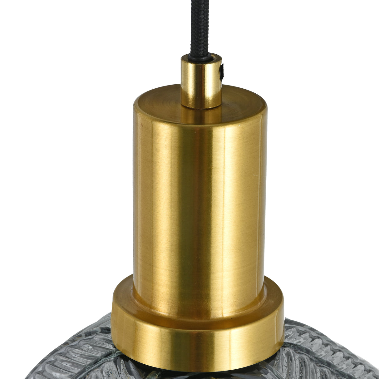 Hanglamp Sanne-  Zwart met smoke glas en messing - 5 lichtpunten