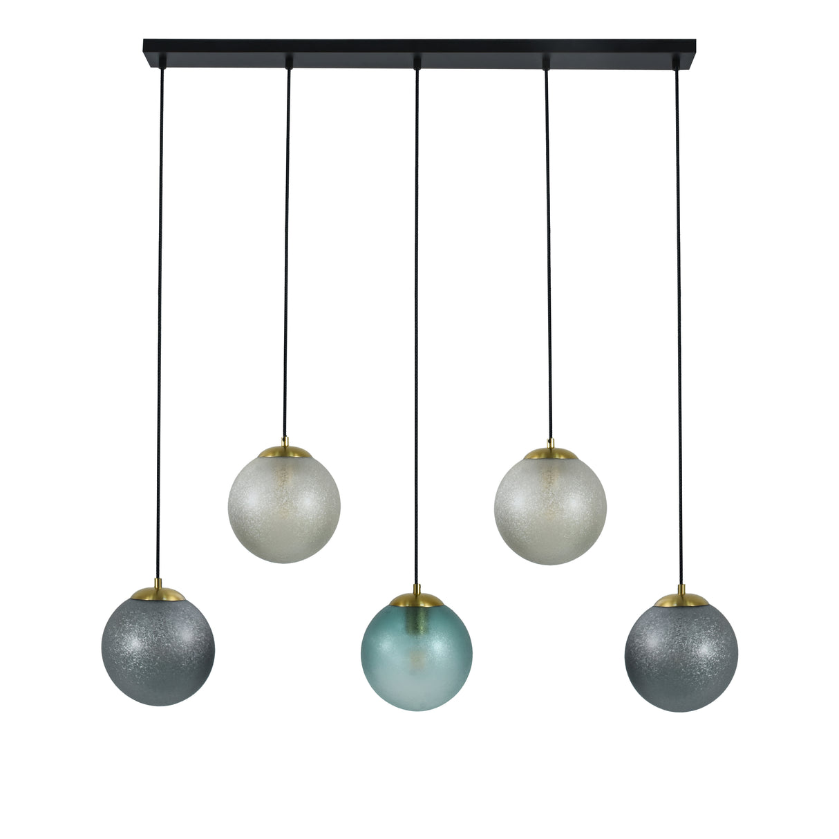 Hanglamp Noor - 5 kleurbollen met zwart/messing