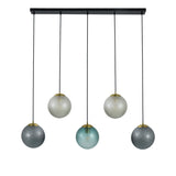 Hanglamp Noor - 5 kleurbollen met zwart/messing