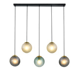 Hanglamp Noor - 5 kleurbollen met zwart/messing