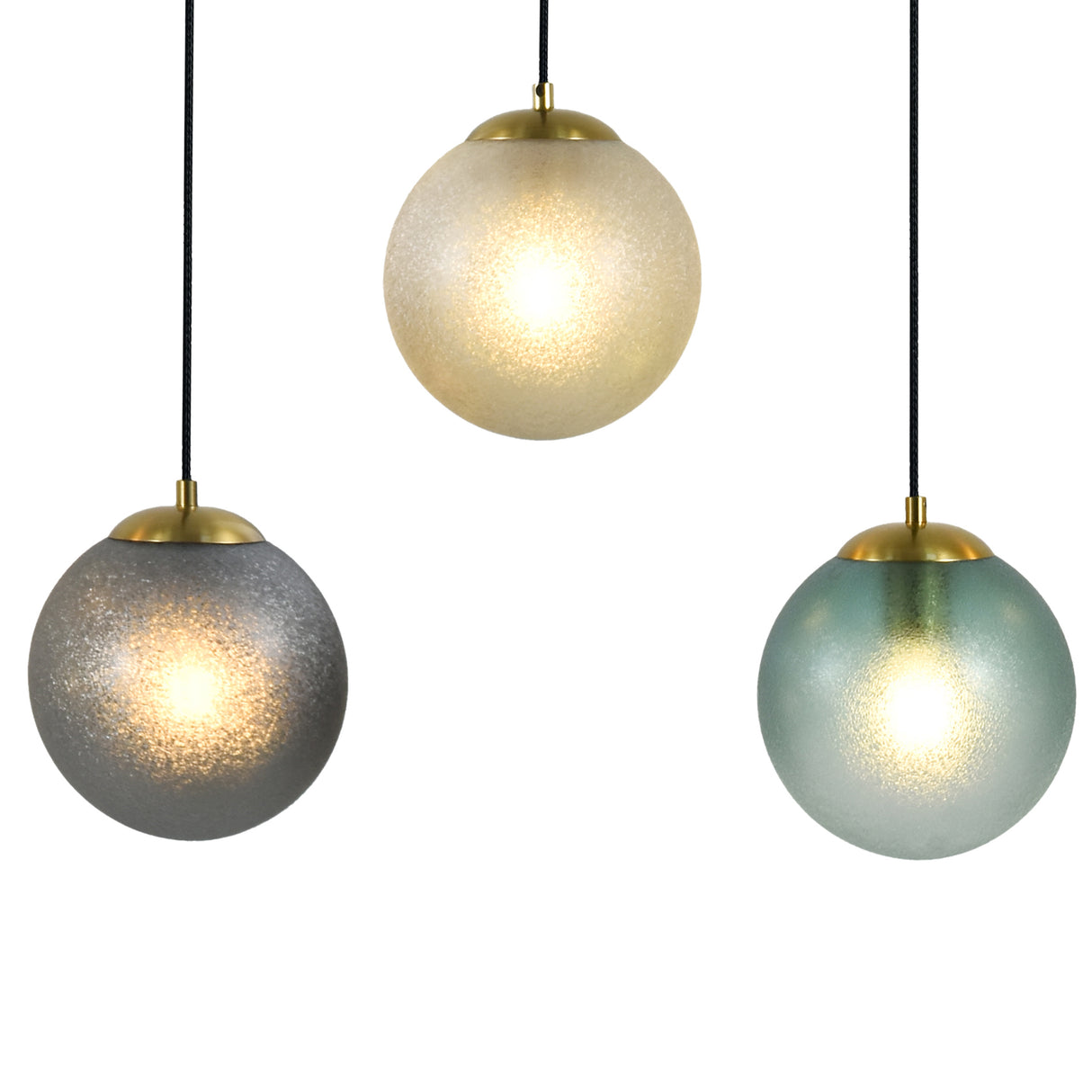 Hanglamp Noor - 5 kleurbollen met zwart/messing