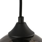 Hanglamp zwart met smoke glas ovaal 8-lichts