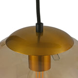 Hanglamp zwart met amberglas ovaal 6-lichts - Sterre