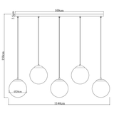 Hanglamp Noor - 5 kleurbollen met zwart/messing