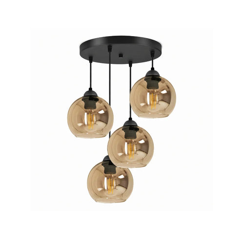 Hanglamp Industrieel 4-Lichts Amber voor Eetkamer, Woonkamer of Kantoor