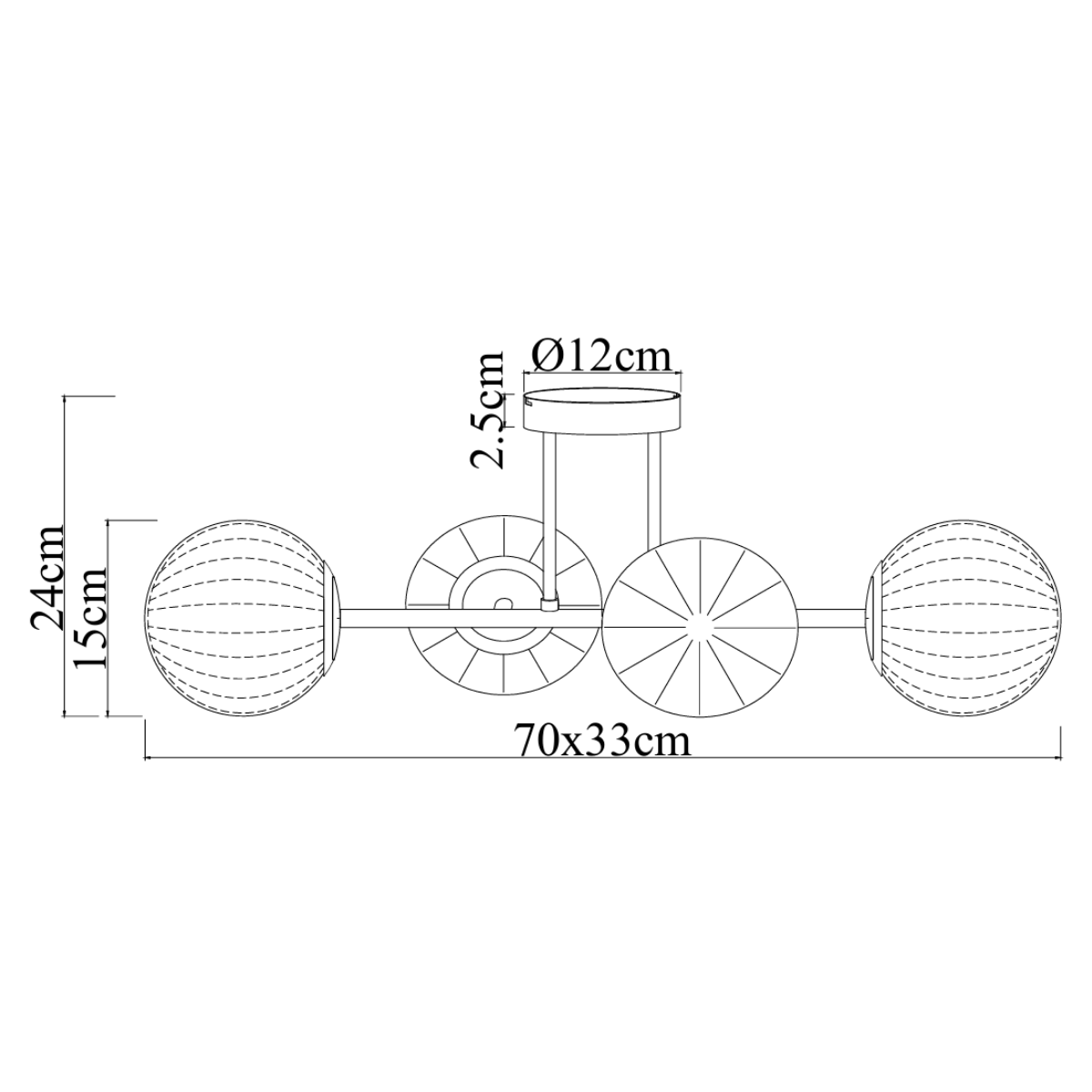 Plafondlamp Goud - 4 Amber Glasbollen - Joy