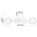 Plafondlamp Goud - 4 Amber Glasbollen - Joy