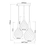 Hanglamp Zwart - Amber Glas – 3-Lichts - Joyce