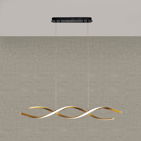 Langwerpige LED Hanglamp Goud Golfvorm – 3-Kleurig