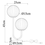 Tafellamp Linda - Messing met Amber glas - 2 lichts