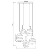 Hanglamp Zwart met Messing en Amber Glas – 5-Lichts - Noah