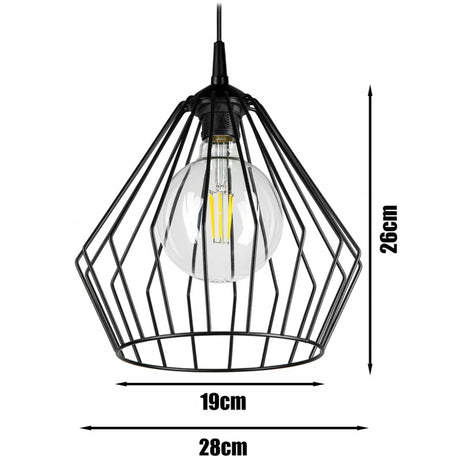 Zwarte hanglamp staal met geometrische diamantvorm