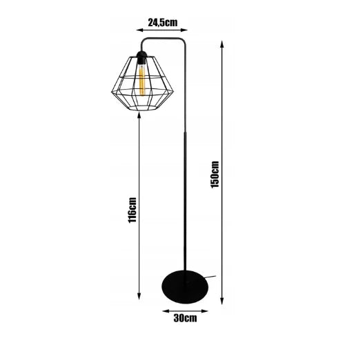 vloerlamp industrieel zwart metaal open frame voor woonkamer