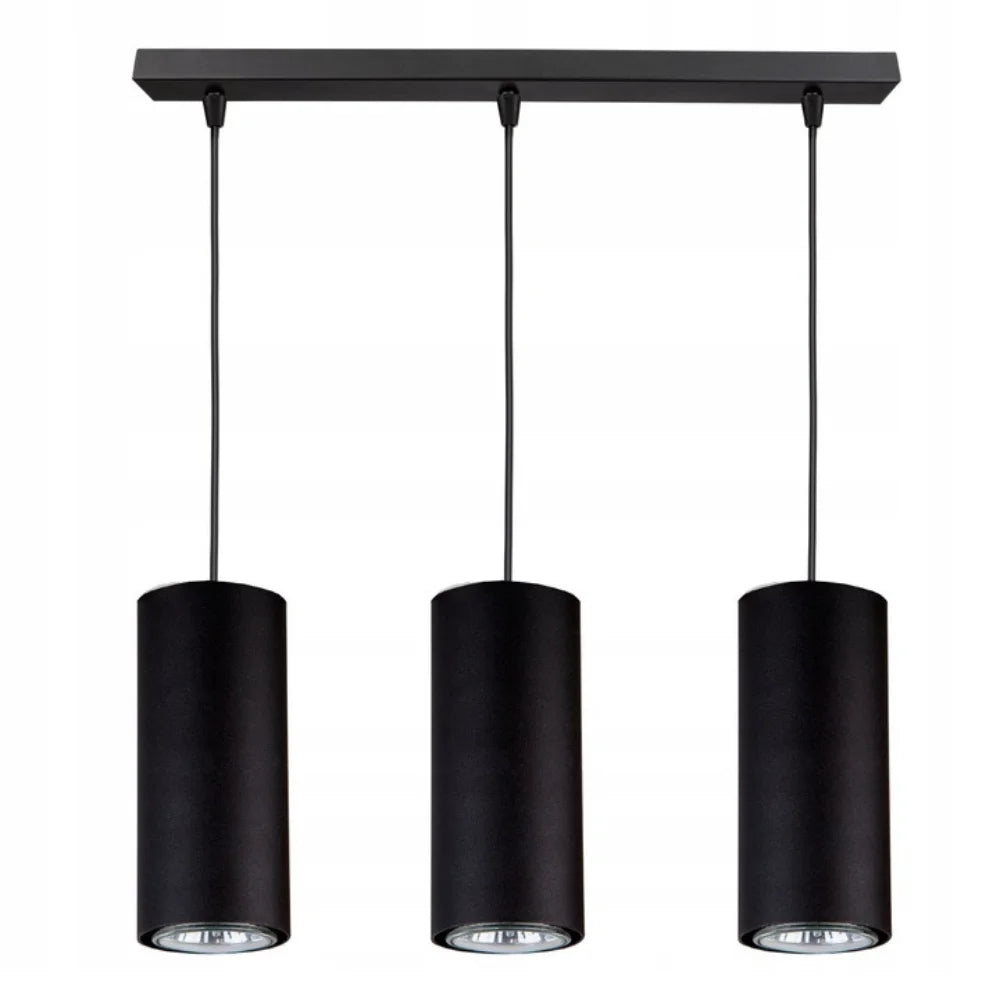 langwerpige hanglamp zwart industrieel 3-lichts eettafel