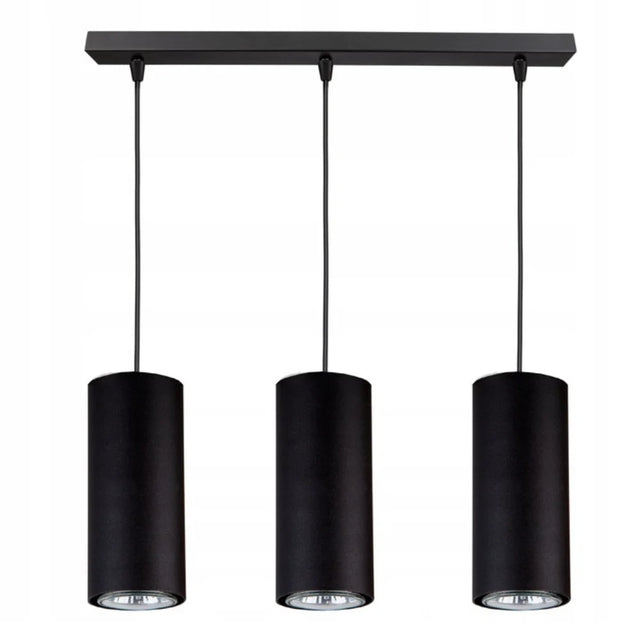 langwerpige hanglamp zwart industrieel 3-lichts eettafel