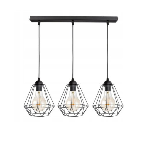 Hanglamp 3 Draad/Kappen Zwart