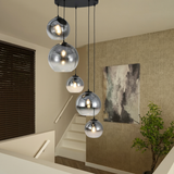 Hanglamp Marie-  Zwart met fade glas - 5 lichtpunten - Rond