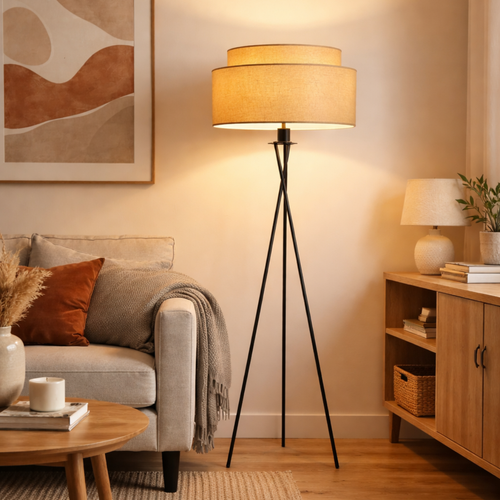 Vloerlamp Stoffe kap ‘Beachzand’