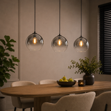 Hanglamp Zwart met Fade Glas – 3-Lichts Langwerpig | Monari