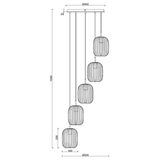 Hanglamp - Beige - 5 Lichts - Woonkamer - Eetkamer - Nova