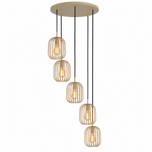 Hanglamp - Beige - 5 Lichts - Woonkamer - Eetkamer - Nova