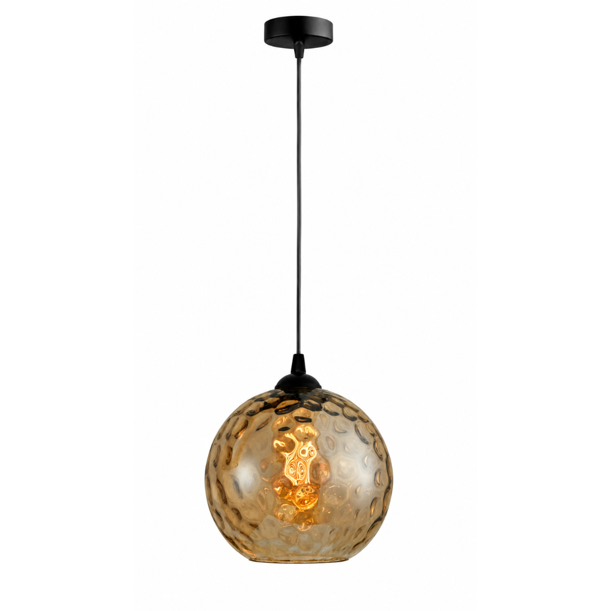 Hanglamp - amberkleurige glazen bol