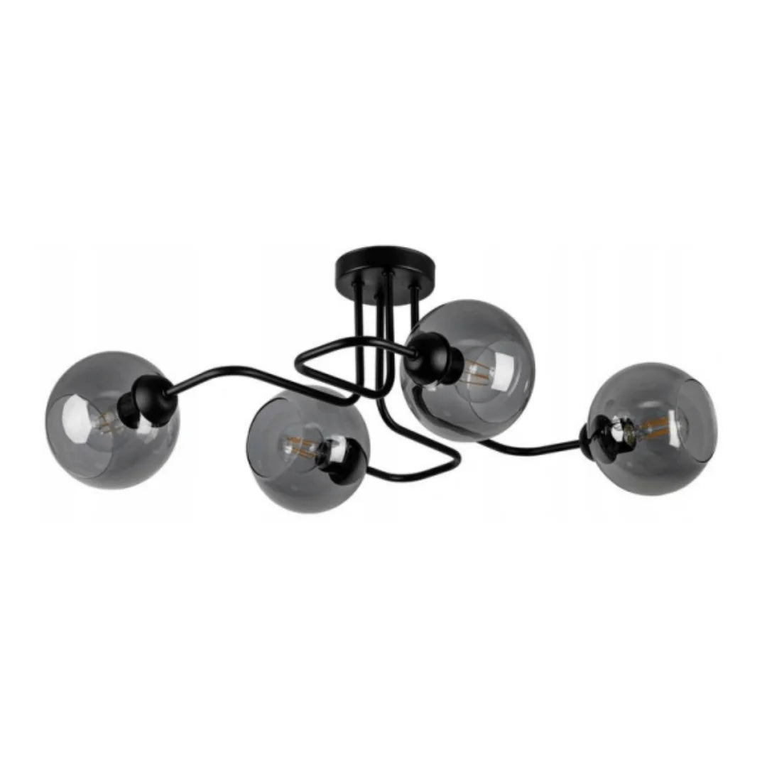 plafondlamp industrieel rookglas zwart woonkamer