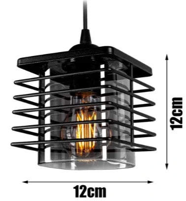 zwarte hanglamp industrieel met draad en glaskappen
