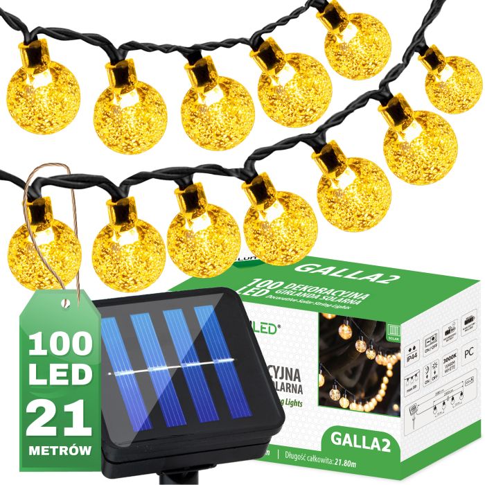 Tuinslinger – 100x LED Bollen – 21,8m – Warm Wit 3000K – Decoratief & Weerbestendig