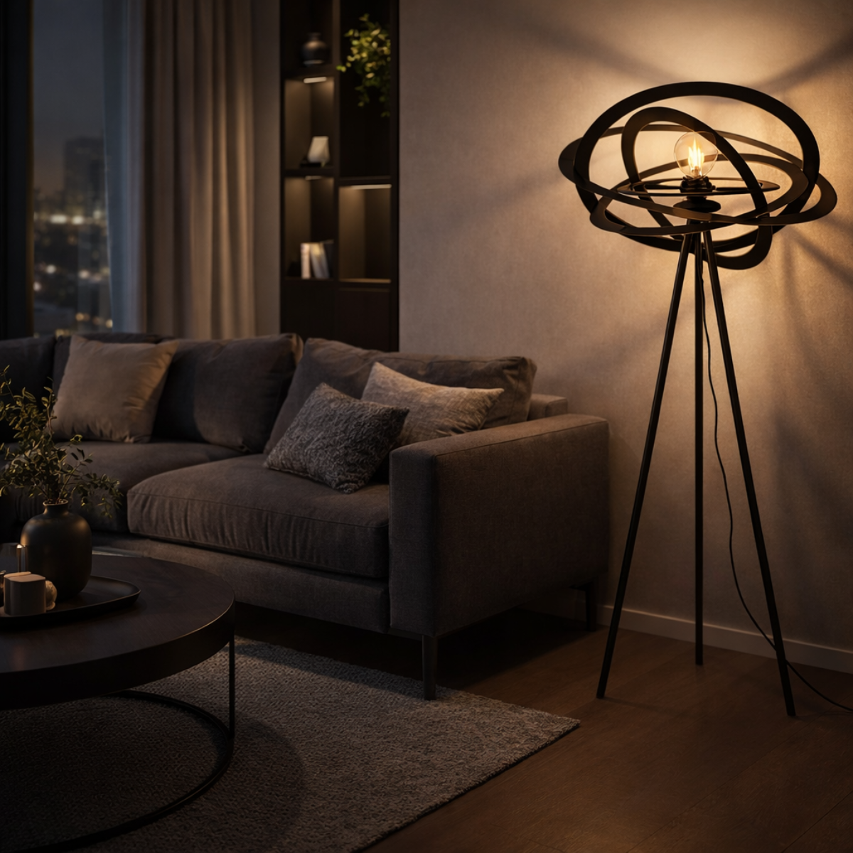 Vloerlamp 1 lamps Zwart ‘Cirkel’