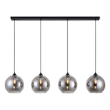 Hanglamp Zwart met Smoke Glas – 4-Lichts Langwerpig | Xavi