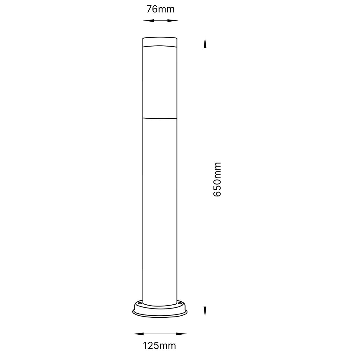 Zwarte Tuinpaal Lamp – E27 Buitenverlichting, 65 cm