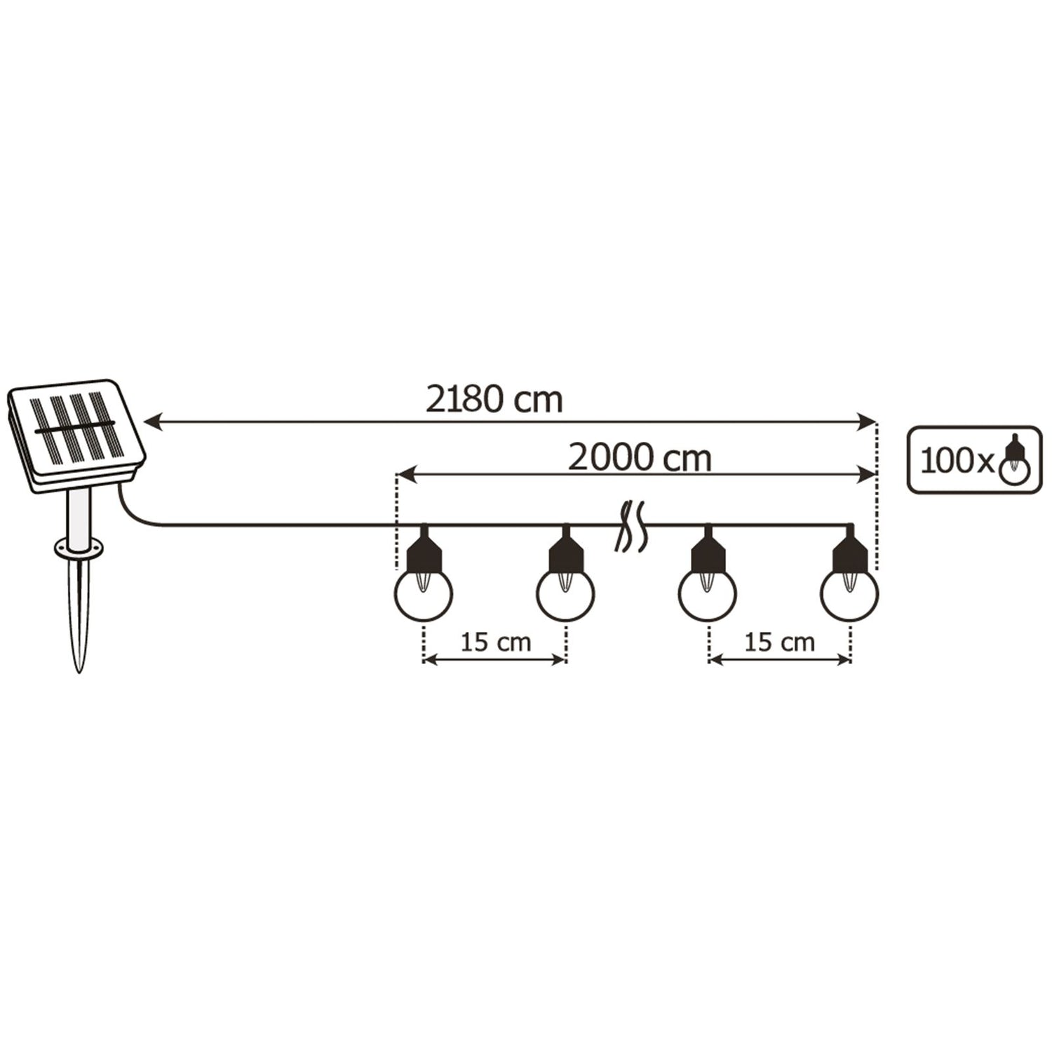 Tuinslinger – 100x LED Bollen – 21,8m – Warm Wit 3000K – Decoratief & Weerbestendig
