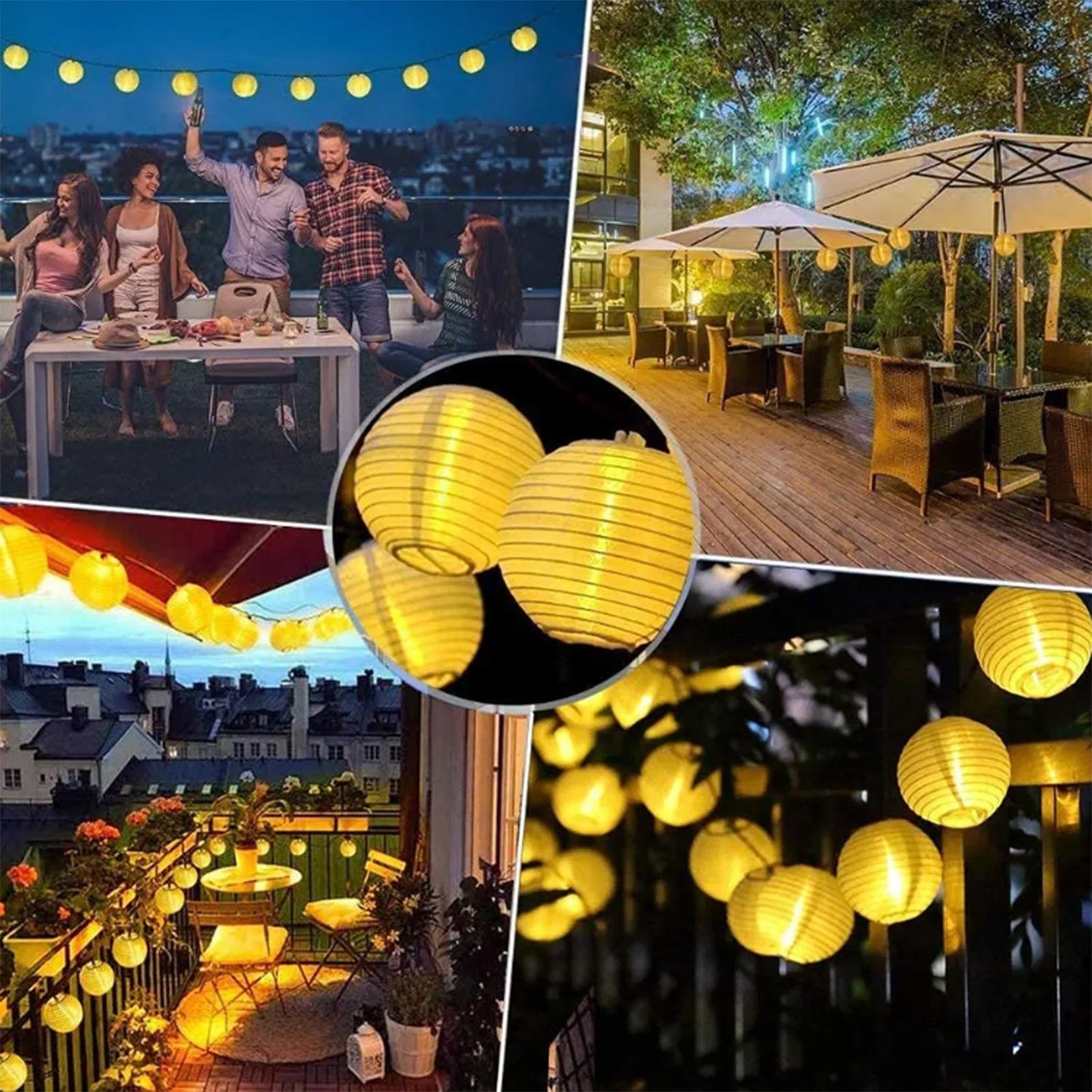 Solar Tuinslinger – 20x LED Lantaarns – 7,59m – Warm Wit 3000K