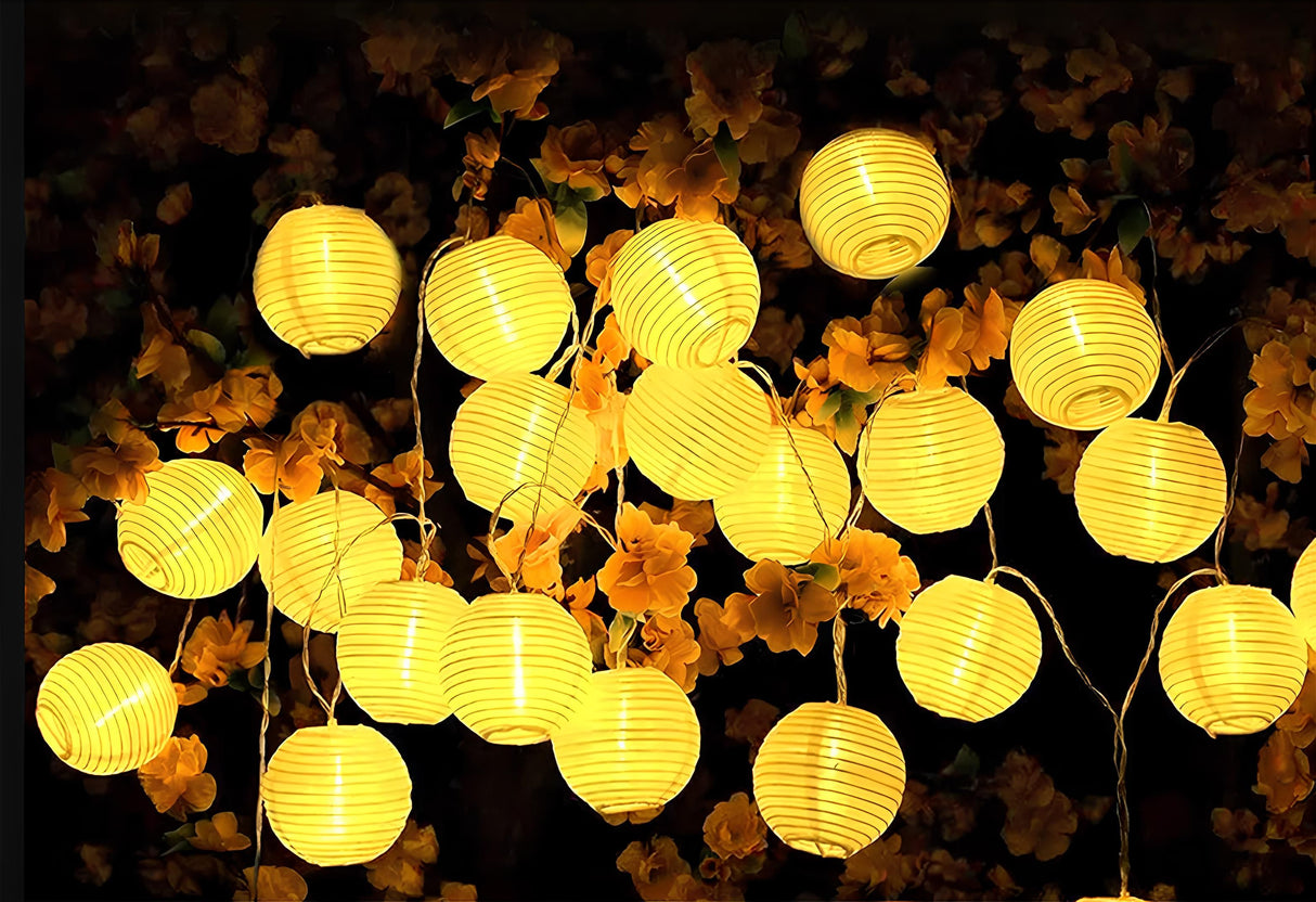 Solar Tuinslinger – 20x LED Lantaarns – 7,59m – Warm Wit 3000K