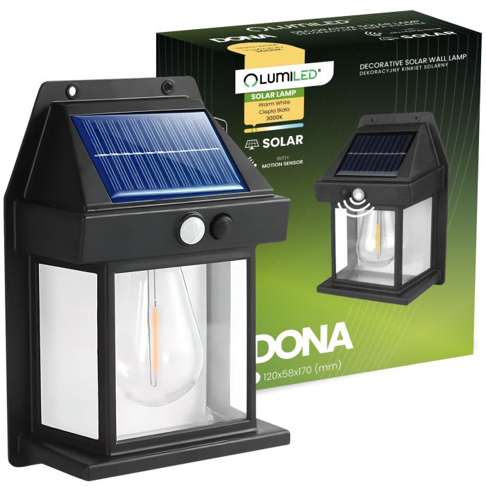 Solar LED Wandlamp – Gevellamp 3000K, IP44 met Bewegings- en Schemersensor