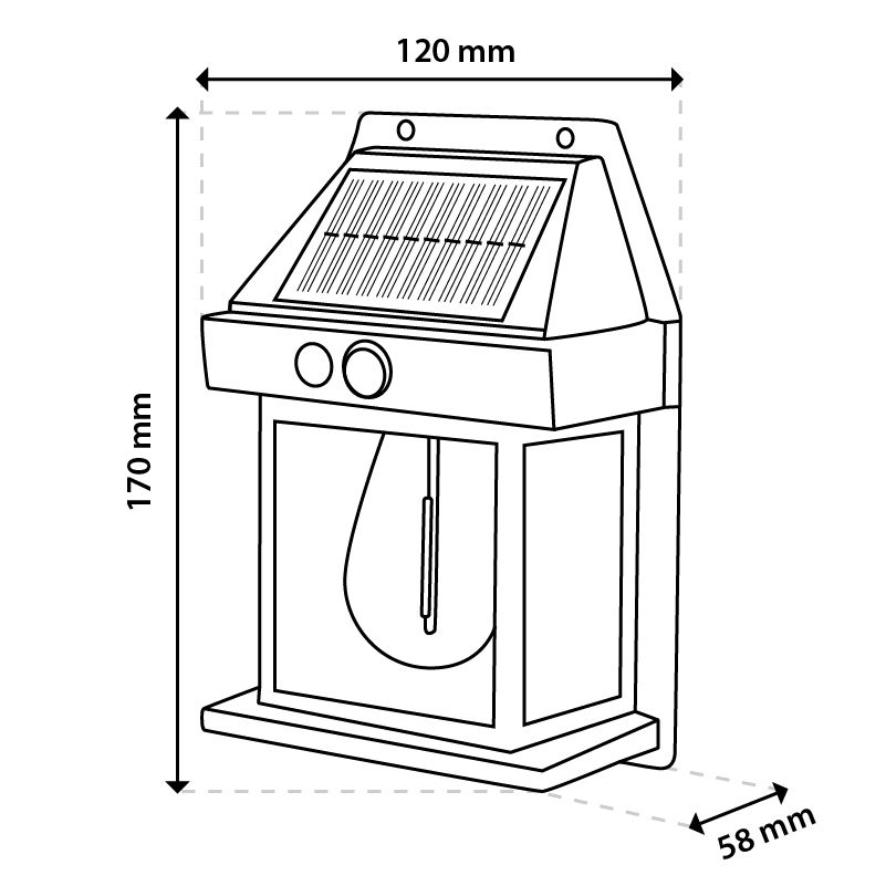 Solar LED Wandlamp – Gevellamp 3000K, IP44 met Bewegings- en Schemersensor