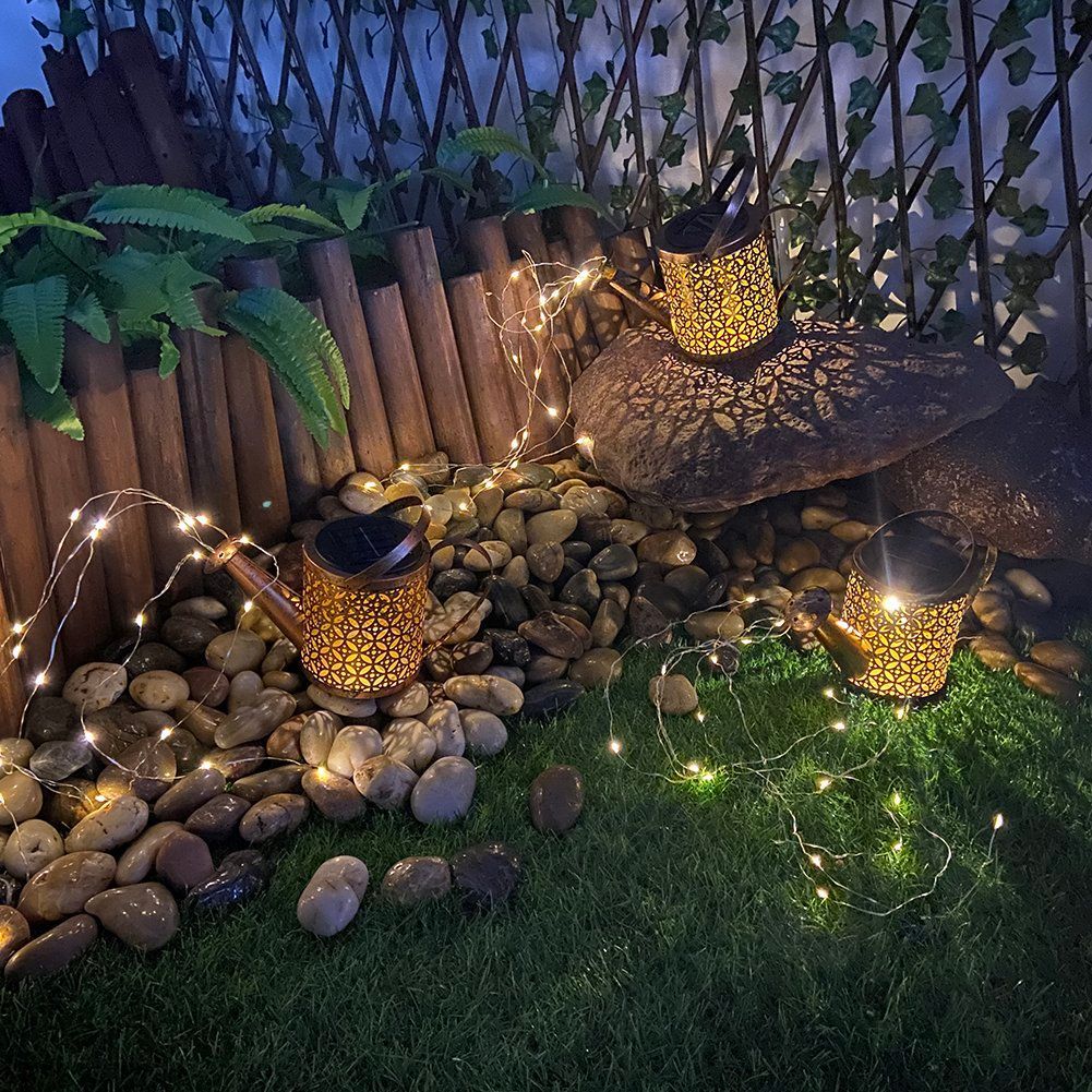 Solar LED Tuinlamp – Gieterdesign, Koperkleur, IP44, 3000K Warm Wit